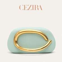 CEZIRA Fashionable Elegant Design PU Vegan Leather Hard Shell Evening Clutch Bag With Metal Handle For Women, Suitable For Banquet, Party, Date, Wedding Occasions - Multicolor - View 12