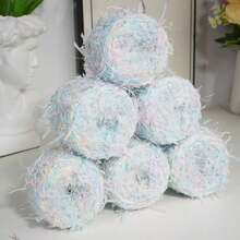 200g/4pcs 150g/3pcs Mixed Color Paper Yarn, Blue & Pink Soft Color With Glitter Paper, Lightweight With Strong Layered Texture. Suitable For Knitting Bags, Shawls, Decorative Accessories, Fresh & Dreamy, Fairy-Like - 200g/4pcs - View 9
