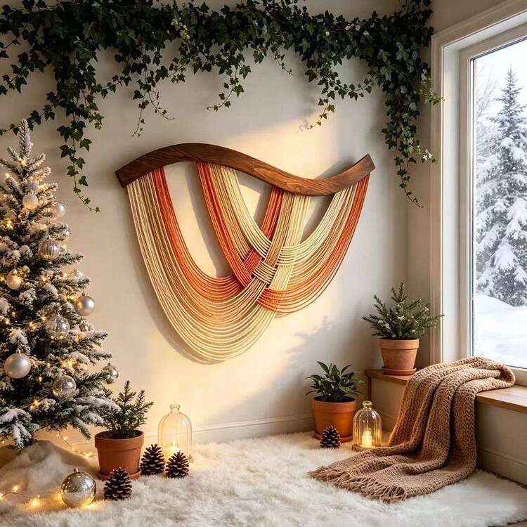 1/2/3pcs Bohemian Style Handmade Woven Tassel Wall Hanging Decor, Wavy Line Decoration, Suitable For Living Room, Bedroom, Office, Minimalist Decor, Modern Design - Multicolor 3 - View 4