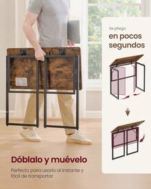 VASAGLE Folding Table, Folding Desk, Rounded Edges, 80 X 40 Cm - A - View 4