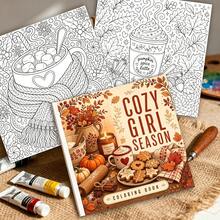 1pc 7.87 X 7.87 Inch Mandala Comfort (Autumn Harvest Baking) Theme Coloring Book, 24 Pages Single-Sided Printing Large Font Easy To Use Stress Relief Adult Coloring Book, Suitable For Women - 7.9/7.9 Inches - View 5