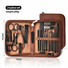 VCHOSE 26-In-1 Professional Men's Manicure Set - 26 Pieces, Stainless Steel Nail Care Tools With Luxury Travel Storage Box, Gift For Husband, Boyfriend, Parents, Black/Brown - Multicolor - View 11