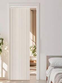 GRANEAT 1pc Rodless Bohemian Style Living Room Folding Partition Curtain, Polyester Fabric. Privacy Protection, With Hooks And Ties Easy Installation, All-Season Use, Home Rental Space Partition Door Curtain - Type a - View 4