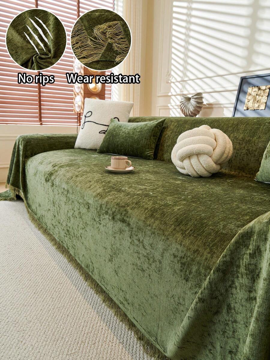 1pc Chenier Sofa Cover, Sofa Blanket, Non-Slip Furniture Protector, Pet Cover, Machine Washable, Excludes Pillows, Sofa Slipcover, Large Sofa, Sofa Bed, Coconut Pattern, Sofa Cover