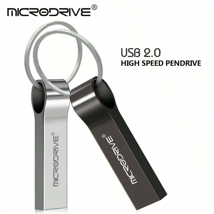Microdrive Metal USB 2.0 Flash Drive Portable Thumb Drive With Key Ring Loop Waterproof Pendrive External Memory Stick For Laptop PC Computer Office Daily Storage - View 1