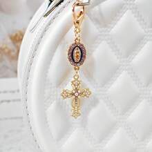 1pc Multi-Color Religious Cross Keychain, Decorated With Religious Love And Crystal Cross, Bag Charm, Bag Amulet, Pearl And Diamond, Cross Keychain, Bag Accessory, Cross Pendant, Wallet, Backpack Accessory, Earphone Case Accessory - Multicolor - View 20