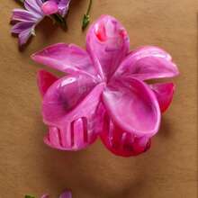 3pcs Korean Style Mambo Plumeria Tie-Dye Sweet Fresh Floral Hair Claw Clips - Multicolor - View 2