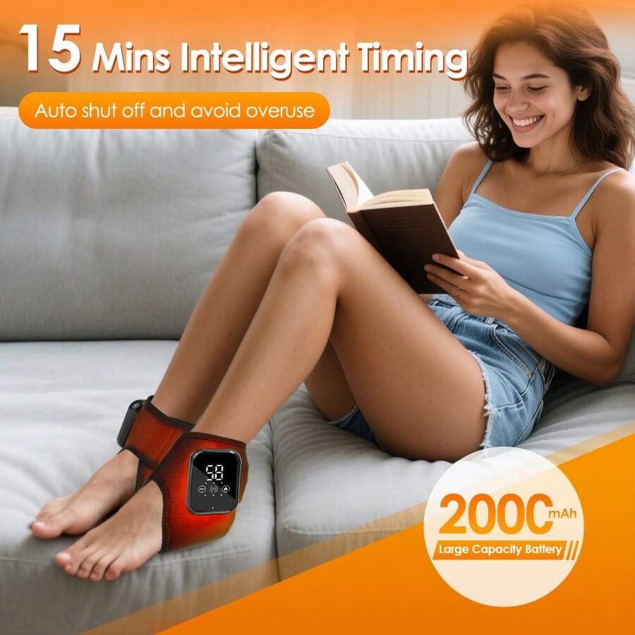 Hailicare Ankle Massager With Heat And Vibration, Rechargeable Foot Heating Pad, Cordless Heated Ankle Wrap With Adjustable Strap, Portable Foot Massager For Tired Feet