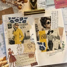 Vintage Paris Fashion Lady Scrapbook Paper 24 Sheets, 6 Inch Square Non-Repeating, Distressed Old Magazine Newspaper Fashion Figure Illustrations, Junk Journal Collage DIY Greeting Card Vintage Artistic Handmade Gift - Square - View 4