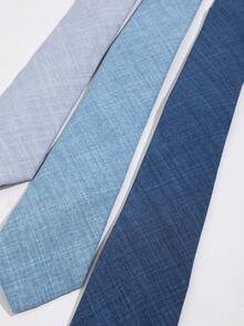 1pc Japanese Style Matte Faux Linen Texture Solid Color Student Business Versatile Shirt Tie Accessory - Multicolor - View 5