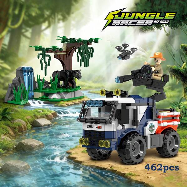Modelo de vehículo todoterreno de escena de la jungla, modelo de hidroavión de la jungla, modelo de ensamblaje 3D para alivio del estrés, decoración de paisaje en miniatura, gran regalo para vacaciones