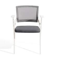 Ergonomic Mesh Office Chair, Foldable Training Chair With Armrests - Dark Gray - No Tabletop - View 3