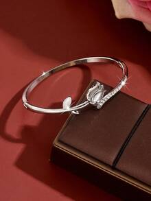 1pc Fashion Women's Tulip Flower Stackable Bracelet, Suitable For Daily Wear, Banquet, Party, Wedding - Multicolor - View 3
