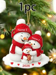 Custom Snowman Family Christmas Ornament, Personalized 2-5 Names Family Hanging Decor, Customized Snowman Christmas Tree Ornament 2026, Customizable Holiday Keepsake Gift For Mom Dad Family, Xmas Decorations - Style C - View 13