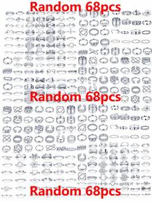 Random 68pcs/46pcs/22pcs Minimalist Fashion Casual Elegant Faux Pearl Irregular Twisted Geometric Leaf Butterfly Flower Ring Set For Women, Dating, Vacation, Daily Wear, Party, Anniversary, Holiday Gift - Silver - View 8