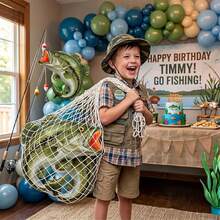 105pcs "Let's Go Fishing" Balloon Arch Decoration Set - Blue And Green Fisherman Theme Party Decor, Includes Bass Foil Balloons And Fishing Net, Suitable For 1st Birthday, Baby Shower, Retirement Party And More - View 5