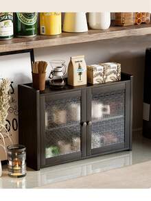 Modern Style Black Storage Cabinet With Fashionable Transparent Door Design, 2 Storage Compartments, Multi-Functional Dining Table Storage Unit, Suitable For Dining Room, Bathroom, Living Room And Bar Area, Stylish And Durable - Black - View 1