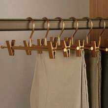 1/3pcs Premium Matte Gold Aluminum Pants Hanger, 12.25 Inch (Approx. 31.0cm) Ultra-Smooth Durable Metal Skorts Rack, Lightweight Sturdy Metal Frame, Suitable For Pants, With 2 Adjustable Non-Slip Clips And Rotating Hook - Multicolor - View 3