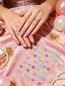 1pc Big Mouth Monster Relief Nail Sticker 3D Jelly Big Mouth Monster Eyes Face Cartoon Nail Art Sticker - Multicolor - View 4