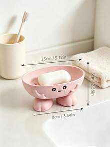 1pc Cute Cartoon Soap Dish, Wheat Straw Non-Slip Soap Holder, Cute 3D Smiling Face Hand-Shaped Figurine Storage Tray, Suitable For Bathroom Sink Countertop Bathroom Decor - Multiple Styles - View 4