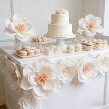 6pcs High Quality Large Artificial Peony Flowers 29.97cm*6pcs Handmade Paper Flower Set Suitable For Wedding Flower Wall Decoration, Window Arch Arrangement, Birthday Party Backdrop, Home Wall Decor - 6Pcs - View 5