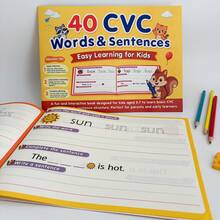 Lachilly 40 Pages CVC Words And Sentences Practice Book, Children's Short Vowel Phonics Tracing And Writing Workbook, Preschool Kindergarten Early Reading Activity Worksheets, Children's English Phonics Learning Supplies, Student Handwriting Practice - Multicolor - View 5