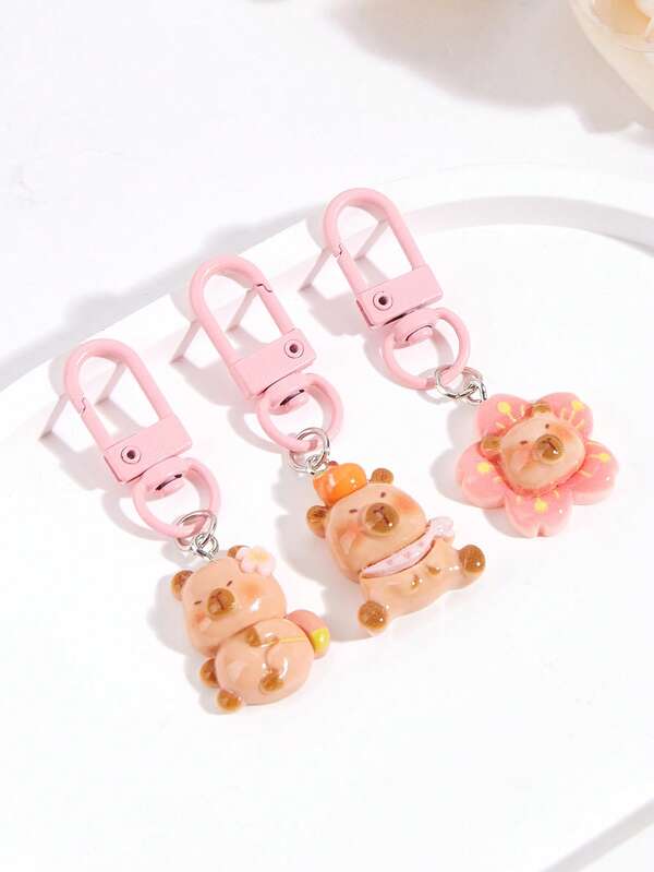 Cute DIY Capybara Keychains,Animal Capybara Bag Pendants,Multi-Functional Resin Accessories,Cartoon Keychains,Car Keychain Accessories,Key Rings