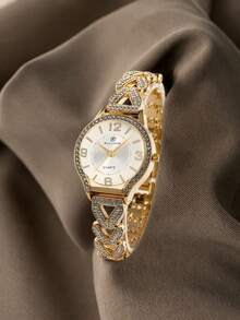 LIANDU 1pc Women's Quartz Watch, Minimalist Fashion Rhinestone Decor Business Elegant Style, Daily Wear, Holiday Gift Choice - Gold - View 5