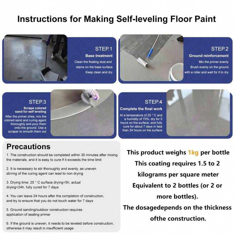 0.5kg Self‑Leveling Epoxy Colored Sand Floor Coating, 8 Colors, Wear‑Resistant Anti‑Slip Marble‑Style Finish, Indoor & Outdoor Professional Flooring - Royal Blue - View 4