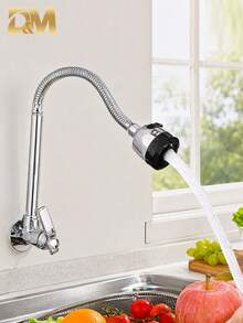 D&M 2en1 Grifo de cocina con rociador,Grifo telescópico,Grifo empotrado, grifo multifunción, grifo de cocina flexible, con modos de chorro potente y chorrito fino, manguera tipo <<cuello de cisne» giratoria de 360°, apto para lavabos de baño y fregaderos de cocina - Plateado - Ver 7