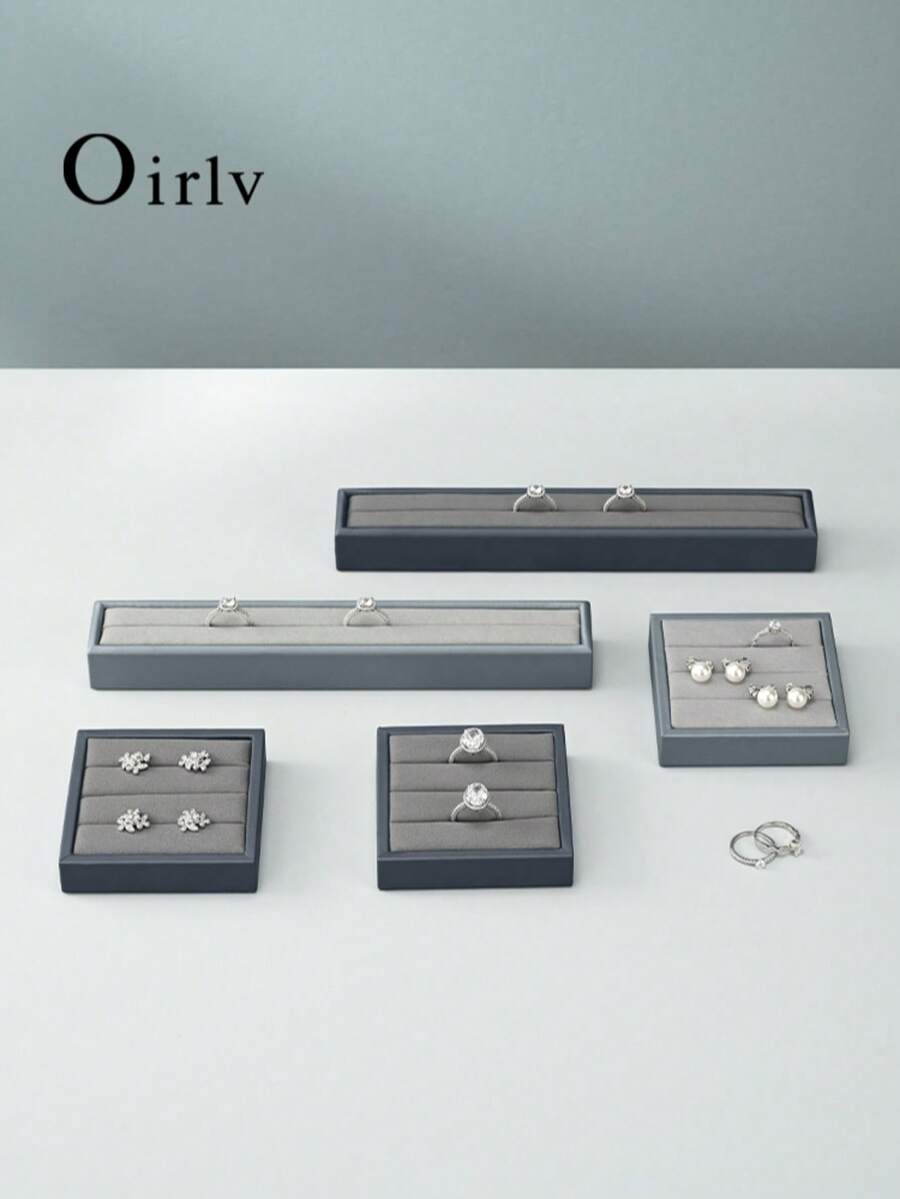 Oirlv 奢華皮革珠寶戒指展示架收納托盤，戒指收納展示托盤