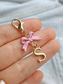 1PC New Elegant Pink Bow Key Chain, Cute English Letter Bow Keychain, Suitable For Women's Daily Use, Gift For Mom, Women's Bag DIY Backpack Pendant Charm Accessory, Wedding And Birthday Gift - Multicolor - View 19