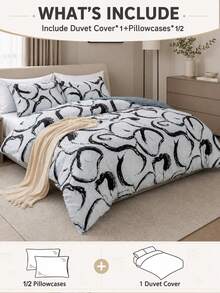 2/3pcs Wave Geometric Line Print Duvet Cover Set,Soft Comfortable Bedding Set For All Seasons,Zipper Closure, Lightweight Breathable Easy-Care Bedding, Perfect For Home Dorm Apartment Guest Room Vacation Rental, Fashion Modern Simple Style Room Decor - Multicolor - View 2