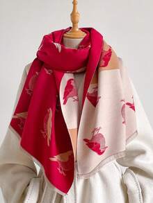 1件優雅2026時尚仿羊絨圍巾 冬季搭配保暖圍巾披肩 外出用 - 彩色 - 查看 9
