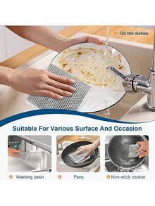 30pcs - Magic Cleaning Cloth, Magic Cleaning Cloth, Thickened Double-Sided Metal Steel Wire Dishcloth Kitchen Dishwashing Pot Cleaning Cloth Cleaning Tools, Scratch-Resistant Metal Wire Dishcloth, No-Trace Multi-Purpose Metal Wire Dishcloth, Silver Mesh Woven Cleaning Cloth, Dry And Wet Use, Easy To Rinse, Reusable, Metal Wire Cleaning Cloth, Suitable For Sinks, Pots And Pans, Countertops, Stoves, Tableware, Etc., Cleaning Supplies, Cleaning Tools - Silver - View 7
