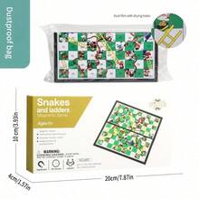 Magnetic Snakes And Ladders Game Set, Foldable Portable Design, Lightweight And Convenient, Travel Game Set Gift, Family Entertainment Toy - Green - View 7