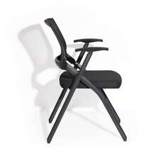 Modern Conference Chair With Mesh Backrest, Folding Office Seating - Black - No Tabletop - View 1