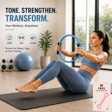 Pink Pilates Yoga Resistance Ring And Free Yoga Resistance Band, Home Fitness Workout Equipment, Suitable For Full Body Exercise - Multicolor - View 9