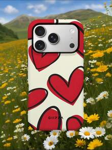 GIIPPA 1pc Red Heart Graffiti Pattern Design, Phone 17 Pro Max Phone Case, Compatible With Phone 16 Pro Max, 15 Pro Max, 14 Pro Max, Korean Style High-End Fashion Fun Phone Case, Compatible With 11/12/13/14/15/16 Pro Max Plus, Elegant Design Suitable For Men And Women, Perfect Gift For Girlfriend On Christmas, Valentine's Day, Easter, Wedding Season And Birthday! - Multicolor - View 7