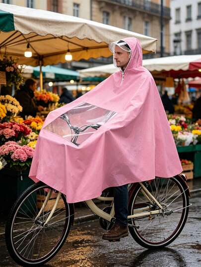 Unisex Long Electric Motorcycle Raincoat, Men's And Women's Extended Full Body Waterproof Rain Gear, Suitable For Bicycle Riding, City Commuting, Walking, Windproof Full Coverage Bicycle Rainwear