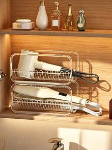 1/2/3/4pcs/Curling Iron Storage Rack Transparent Stackable Hair Tool Organizer Suitable For Curling Irons, Straighteners And Hair Dryers Multi-Layer Countertop Storage Rack With Cable Management Function Space-Saving Styling Station For Bathroom Bedroom Dorm - Multicolor - View 8