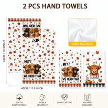 2/4/6pcs Highland Cow Autumn Theme Printed Kitchen Napkins, Cute Hand-Drawn Style, Soft And Easy To Clean, Highland Cow, Pumpkin, Maple Leaf Patterns, Home Decor, Autumn Home Gift, Suitable For Bathroom Decor, Kitchen Decor, Kitchen Accessories - Multicolor - View 7