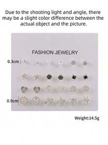 RINTOLER 12pairs Creative & Unique Design Geometric Hollow Out Simple Style Earrings Set - Silver - View 3
