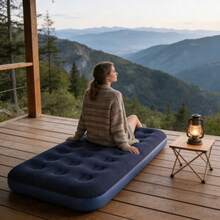 1pc Inflatable Mattress - PVC Camping Air Bed, Single/Double Flocked Air Mattress, Quick Inflation And Deflation, Foldable Portable Air Mattress, Suitable For Home Guest Stay, Temporary Bed, Camping, Travel, Comfortable Air Mattress - Multicolor - View 7