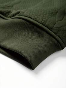 Sherpa-Fleece Autumn/Winter Lapel Jacquard Textured Zipper Front Fashion Versatile Jacket - Army Green - View 6
