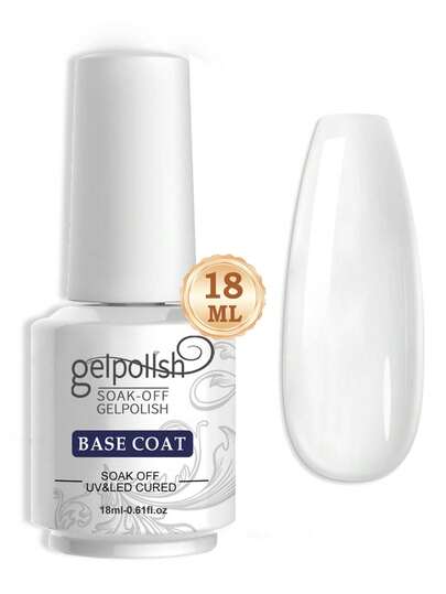 GELPOLISH عبوة واحدة من طلاء أظافر جل الأساس سعة 18 مل، تركيبة مطورة، يدوم طويلاً، يتطلب مصباح LED فوق بنفسجي، مناسب للاستخدام المنزلي وفي صالونات التجميل، هدية مثالية للنساء