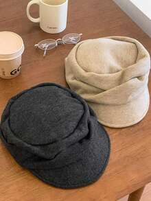 1pc Women's Beret Hat, Vintage Newsboy Cap, Pleated Beret, Suitable For Travel, Commuting, Street Style, Fashion Accessory - Stacked Berets - View 5