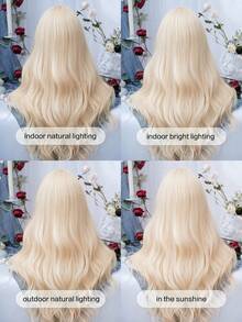 alicegarden 28 Inch Long Synthetic Wavy Curly Blonde Wig With Bangs, Suitable For Women's Daily, Party, Cosplay Use, Natural And Durable, Gift Wig (Accessories Not Included) - Gold - View 10