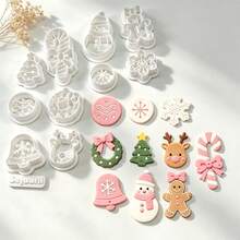 11Pcs Holiday Christmas Clay Cutters, Xmas Snowflake Reindeer Gingerbread Design Molds For Polymer Clay DIY Jewelry Making - 11 Pcs - View 6