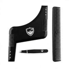 Beard Trimming & Styling Tool With Neckline Shaper, Professional Beard Trimming Guide Template, Built-In Comb, Men's Edge & Line Template, Compatible With Razor Or Tweezers - Black Mustache Template - View 12
